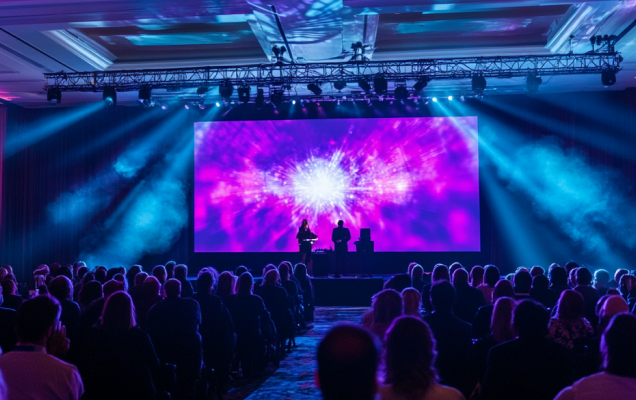 Modern event space with city view